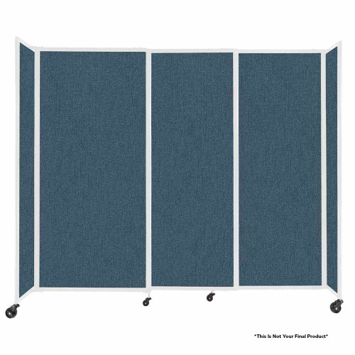 StraightWall Sliding Portable Partition - 7'2" x 6' - Slate Fabric - White Frame