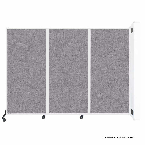 Wall-Mounted QuickWall Folding Partition - 8'4" x 5'10" - Warm Pebble Fabric - White Frame