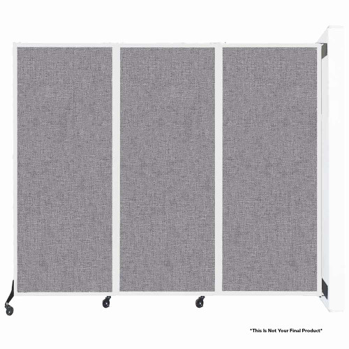 Wall-Mounted QuickWall Sliding Partition - 7' x 5'10" - Powder Blue Fabric - White Frame