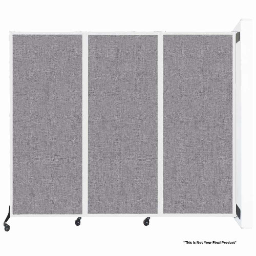 Wall-Mounted QuickWall Sliding Partition - 7' x 5'10" - Caribbean Fabric - White Frame