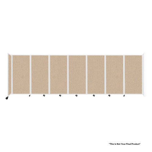 Wall-Mounted Room Divider 360 Folding Partition - 19'6" x 6' - Warm Pebble Fabric - White Frame