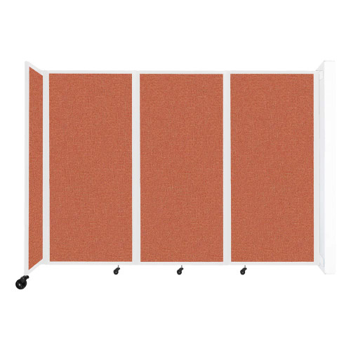 Wall-Mounted Room Divider 360 Folding Partition - 8'6" x 6' - Papaya Fabric - White Frame