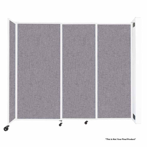 Wall-Mounted StraightWall Sliding Partition - 7'2" x 6' - Cerulean Fabric - White Frame