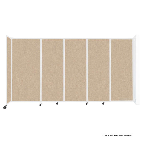 Wall-Mounted StraightWall Sliding Partition - 11'3" x 6' - Navy Blue Fabric - White Frame