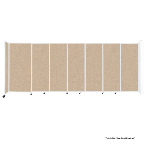 Wall-Mounted StraightWall Sliding Partition - 15'6" x 6' - Warm Pebble Fabric - White Frame