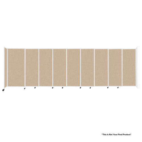 Wall-Mounted StraightWall Sliding Partition - 19'9" x 6' - Mocha Fabric - White Frame