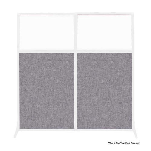 Work Station Screen - 66" x 70" W/ Window - Rye Fabric - White Frame