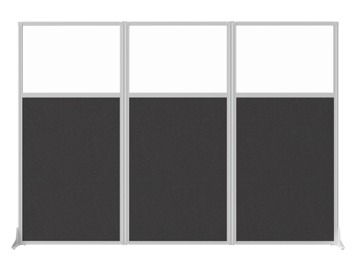 Work Station Screen - 99" x 70" W/ Window - Charcoal Gray Fabric - White Frame