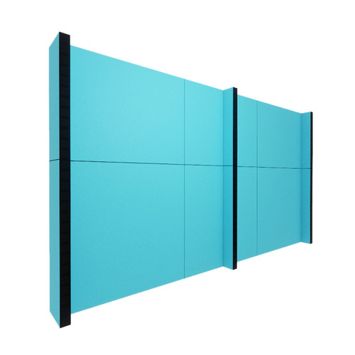 EverPanel 12' x 7' Wall Kit - Light Blue SoundSorb With Black Trim