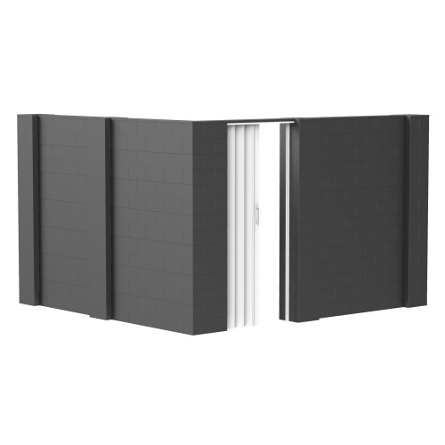EverBlock 10' x 10' x 7' L-Shaped Wall Kit w/ Door - Silver