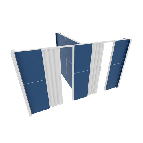 EverPanel® 10'6" x 8'6" x 7' T-Shaped Wall Kit w/ 2 Doors - Dark Blue SoundSorbª With White Trim EverPanel® 10'6" x 8'6" x 7' T-Shaped Wall Kit w/ 2 Doors - Dark Blue SoundSorbª With White Trim