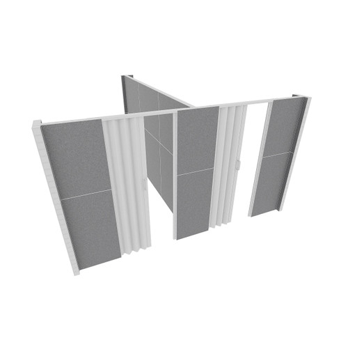 EverPanel 10'6" x 12'6" x 7' T-Shaped Wall Kit w/ 2 Doors - Dark Gray SoundSorb With White Trim