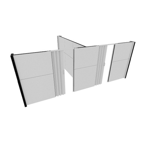 EverPanel 12'6" x 12'6" x 7' T-Shaped Wall Kit w/ 2 Doors - Marble Gray SoundSorb With Black Trim