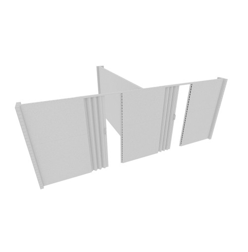EverPanel 12'6" x 12'6" x 7' T-Shaped Wall Kit w/ 2 Doors - Marble Gray SoundSorb With White Trim