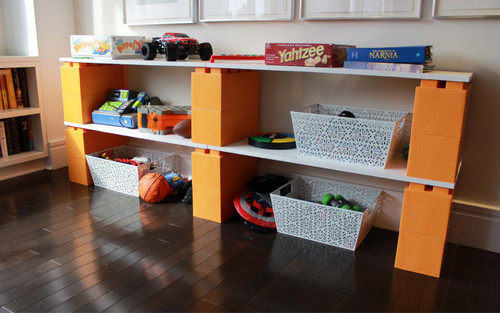 Stash your belongings on the double shelf and add some flair to the room.