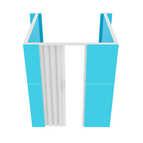 EverPanel 6' x 6'6" x 7' U-Shaped Room Kit - Light Blue SoundSorb With White Frame