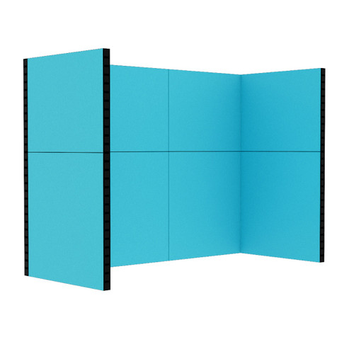 EverPanel 10' x 4'3" x 7' Trade Show Booth Kit - Light Blue SoundSorb With Black Frame
