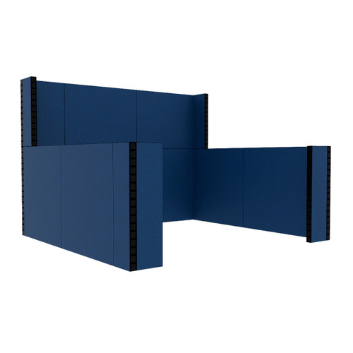 EverPanel 10' x 9'6" x 7' Trade Show Booth Kit - Dark Blue SoundSorb With Black Frame