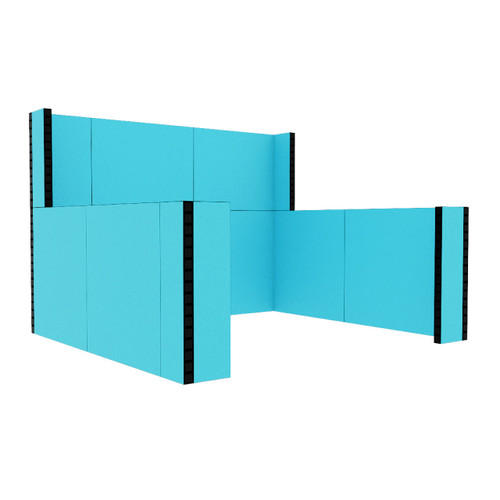 EverPanel 10' x 9'6" x 7' Trade Show Booth Kit - Light Blue SoundSorb With Black Frame
