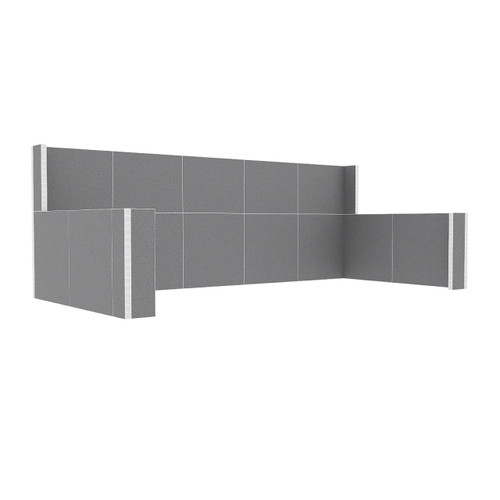 EverPanel 20' x 9"6" x 7' Trade Show Booth Kit - Dark Gray SoundSorb With White Frame