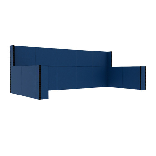 EverPanel 20' x 9"6" x 7' Trade Show Booth Kit - Dark Blue SoundSorb With Black Frame