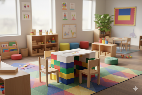 Create a unique simple desk kit with the different colors of EverBlocks.