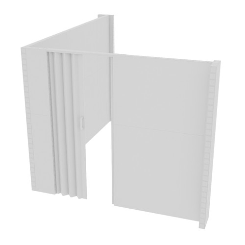 EverPanel 10'3" x 8'6" x 7' L-Shaped Wall Kit w/ Door - White With White Trim