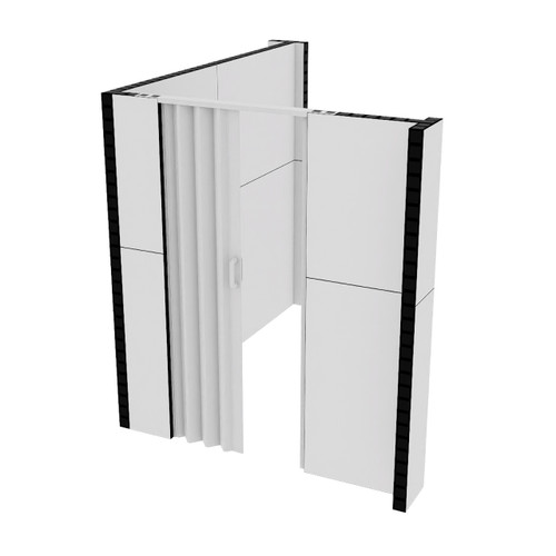 EverPanel 8'3" x 6'6" x 7' L-Shaped Wall Kit w/ Door - White With Black Trim