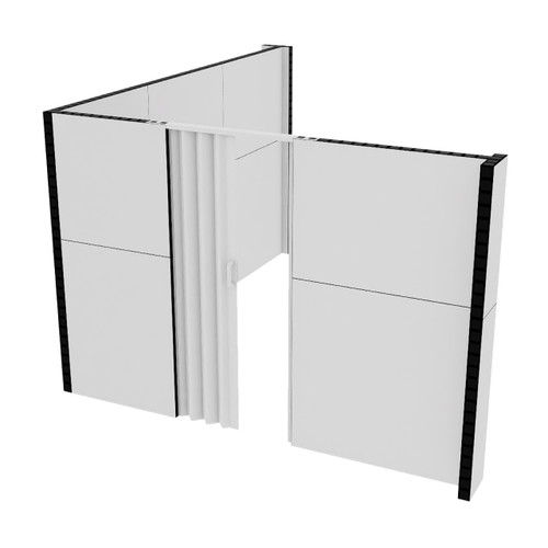 EverPanel 12'3" x 10'6" x 7' L-Shaped Wall Kit w/ Door - White With Black Trim