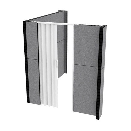 EverPanel 8'3" x 6'6" x 7' L-Shaped Wall Kit w/ Door - Dark Gray SoundSorb With Black Trim
