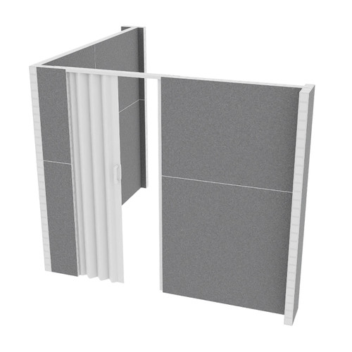 EverPanel 8'3" x 8'6" x 7' L-Shaped Wall Kit w/ Door - Dark Gray SoundSorb With White Trim