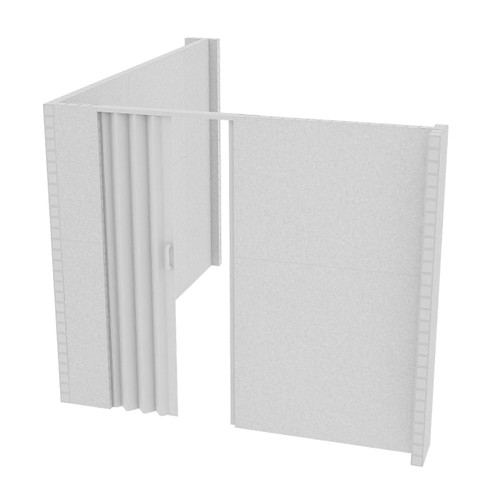 EverPanel 10'3" x 8'6" x 7' L-Shaped Wall Kit w/ Door - Marble Gray SoundSorb With White Trim