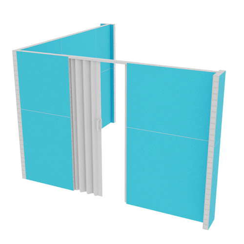 EverPanel 10'3" x 10'6" x 7' L-Shaped Wall Kit w/ Door - Light Blue SoundSorb With White Trim
