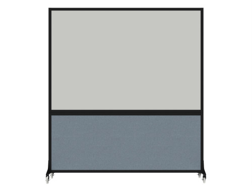 DivideWriteª Portable Whiteboard Partition 6' x 6' Powder Blue Fabric - Black Trim