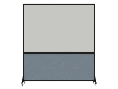 DivideWriteª Portable Whiteboard Partition 6' x 6' Powder Blue Fabric - Black Trim