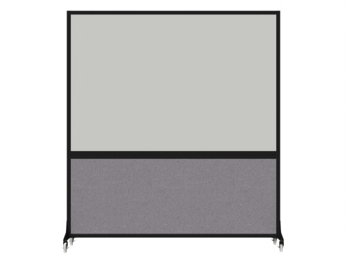 DivideWriteª Portable Whiteboard Partition 6' x 6' Cloud Gray Fabric - Black Trim