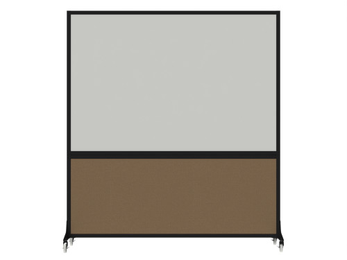 DivideWriteª Portable Whiteboard Partition 6' x 6' Latte Fabric - Black Trim