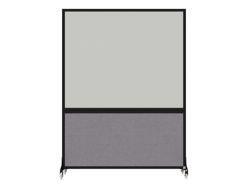DivideWrite Portable Whiteboard Partition 5' x 6' Cloud Gray Fabric - Black Trim