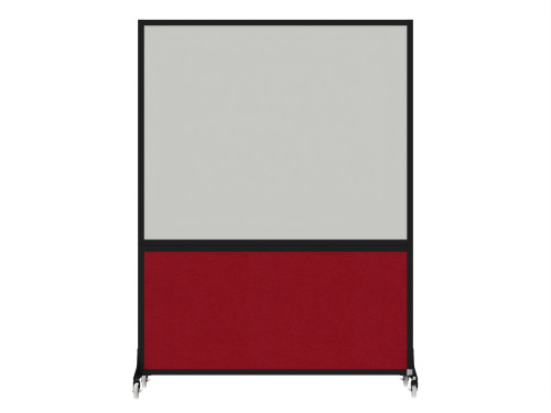 DivideWriteª Portable Whiteboard Partition 5' x 6' Red Fabric - Black Trim