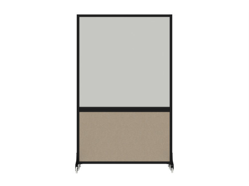 DivideWriteª Portable Whiteboard Partition 4' x 6' Rye Fabric - Black Trim