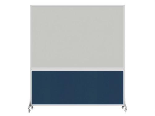 DivideWriteª Portable Whiteboard Partition 6' x 6' Navy Blue Fabric - White Trim