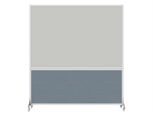 DivideWriteª Portable Whiteboard Partition 6' x 6' Powder Blue Fabric - White Trim