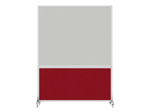 DivideWriteª Portable Whiteboard Partition 5' x 6' Red Fabric - White Trim