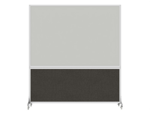 DivideWriteª Portable Whiteboard Partition 6' x 6' Mocha Fabric - White Trim