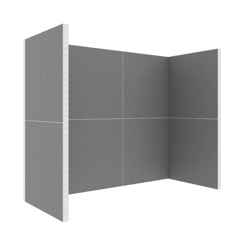EverPanelÂ® 10' x 4'3" x 8' Trade Show Booth Kit - Dark Gray SoundSorbª With White Frame
