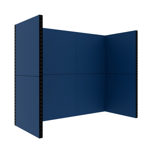 EverPanelÂ® 10' x 4'3" x 8' Trade Show Booth Kit - Dark Blue SoundSorbª With Black Frame