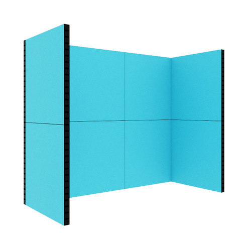 EverPanelÂ® 10' x 4'3" x 8' Trade Show Booth Kit - Light Blue SoundSorbª With Black Frame