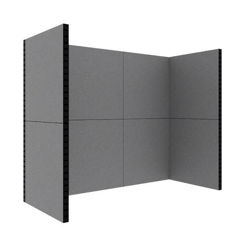 EverPanelÂ® 10' x 4'3" x 8' Trade Show Booth Kit - Dark Gray SoundSorbª With Black Frame