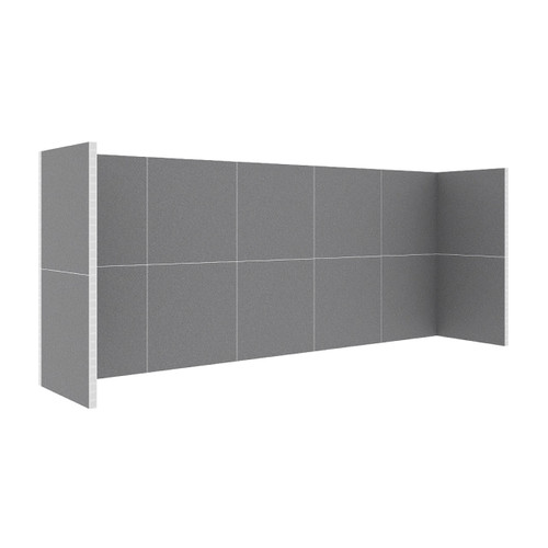 EverPanelÂ® 20' x 4'3" x 8' Trade Show Booth Kit - Dark Gray SoundSorbª With White Frame