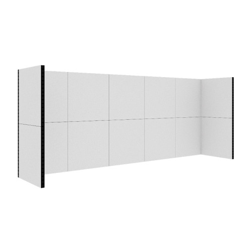 EverPanelÂ® 20' x 4'3" x 8' Trade Show Booth Kit - Marble Gray SoundSorbª With Black Frame